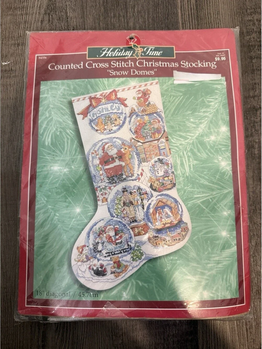 Bucilla Holiday Time Snow Domes Christmas Stocking Cross Stitch Kit #84356